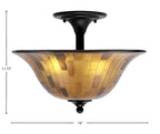 Any Two Light Semi-Flush Mount in Matte Black with 16" Penshell Resin Shade