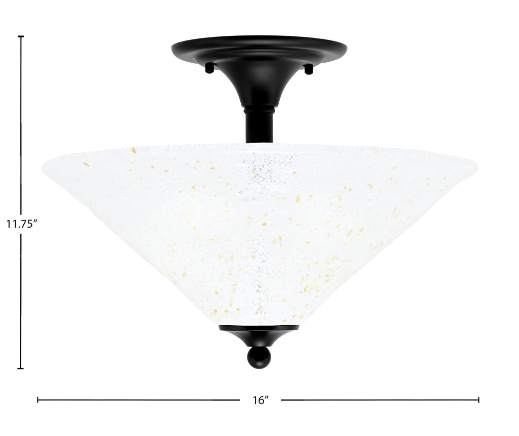 Any Two Light Semi-Flush Mount in Matte Black with 16" Gold Ice Shade