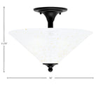 Any Two Light Semi-Flush Mount in Matte Black with 16" Gold Ice Shade