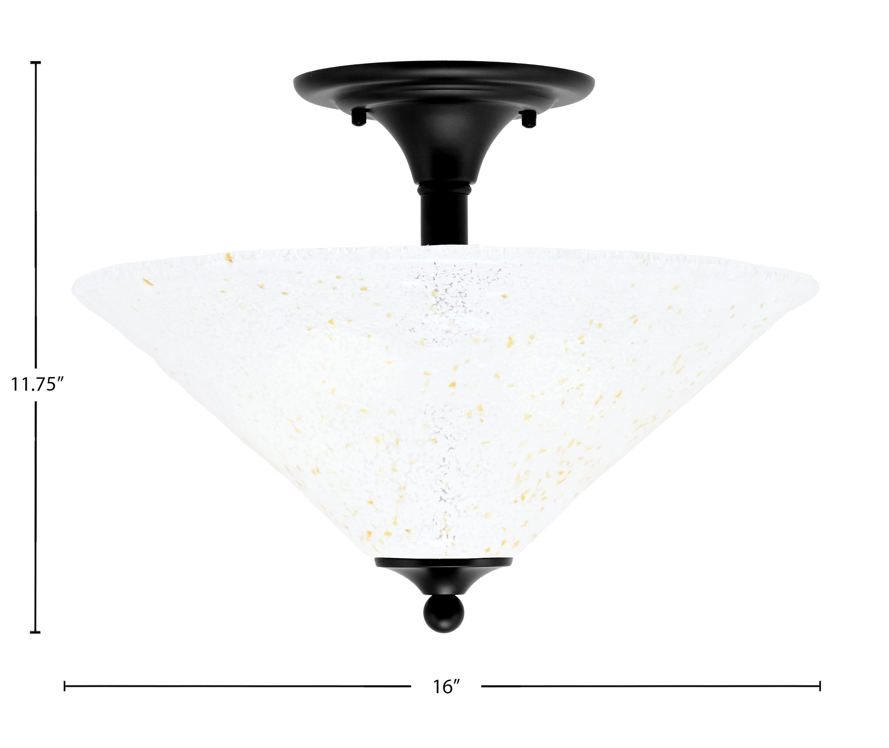 Any Two Light Semi-Flush Mount in Matte Black with 16" Gold Ice Shade