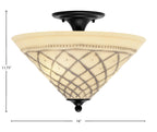 Any Two Light Semi-Flush Mount in Matte Black with 16" Chocolate Icing Shade