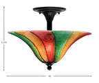 Any Two Light Semi-Flush Mount in Matte Black with 16" Mardi Gras Shade