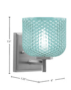 Franklin One Light Wall Sconce in Graphite with Turquoise Textured Shade