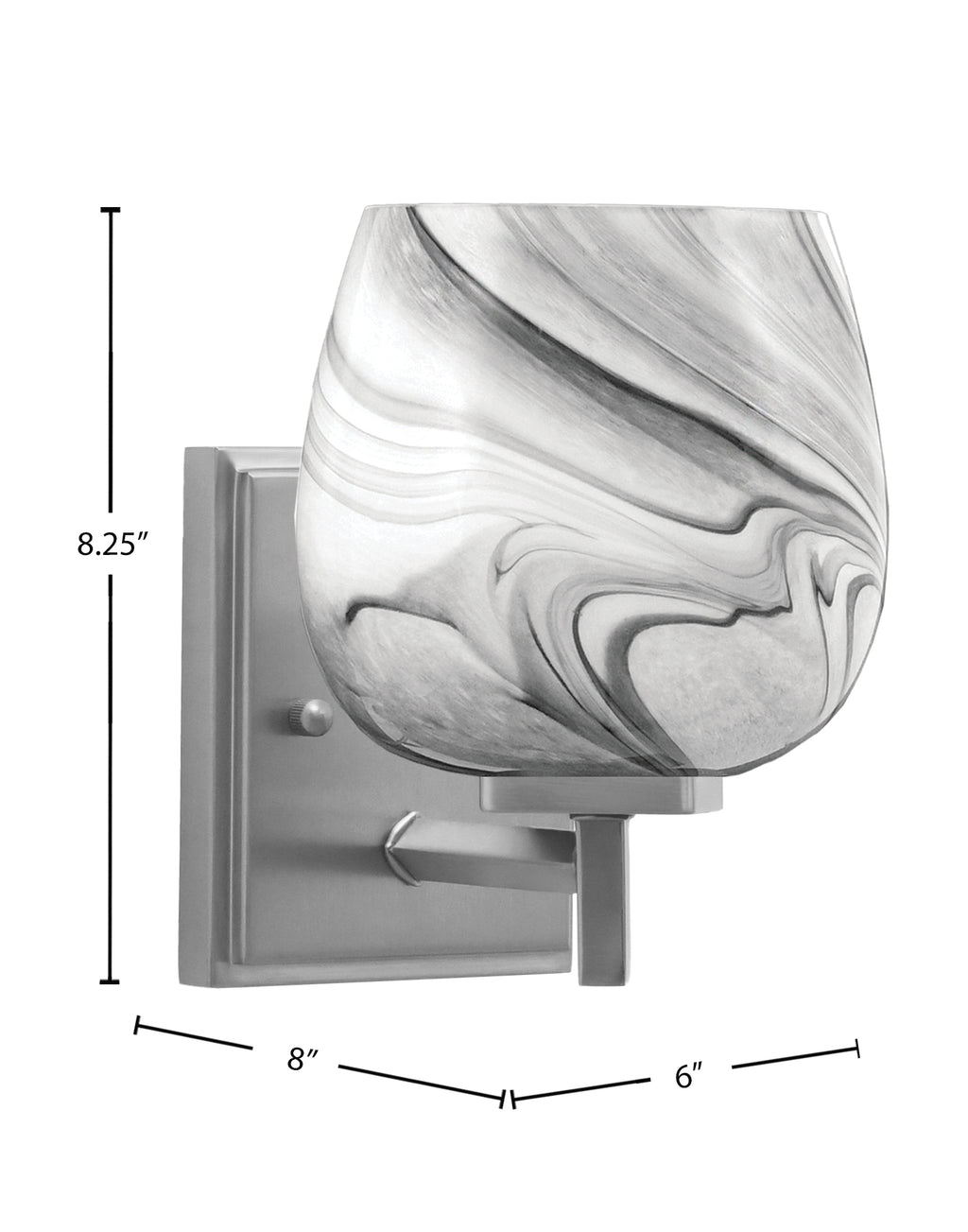Franklin One Light Wall Sconce in Graphite with Onyx Swirl Shade