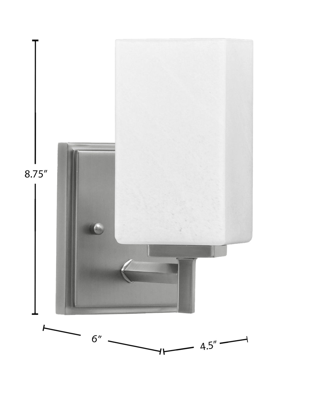 Franklin One Light Wall Sconce in Graphite with Square White Marble Shade