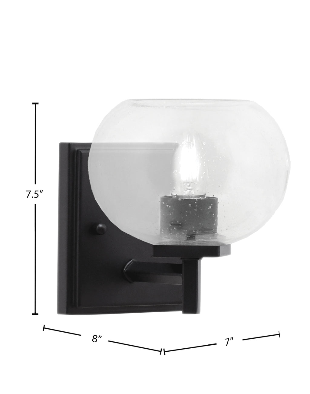Franklin One Light Wall Sconce in Matte Black with Clear Bubble Shade