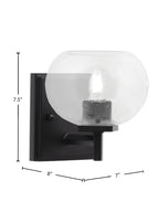 Franklin One Light Wall Sconce in Matte Black with Clear Bubble Shade