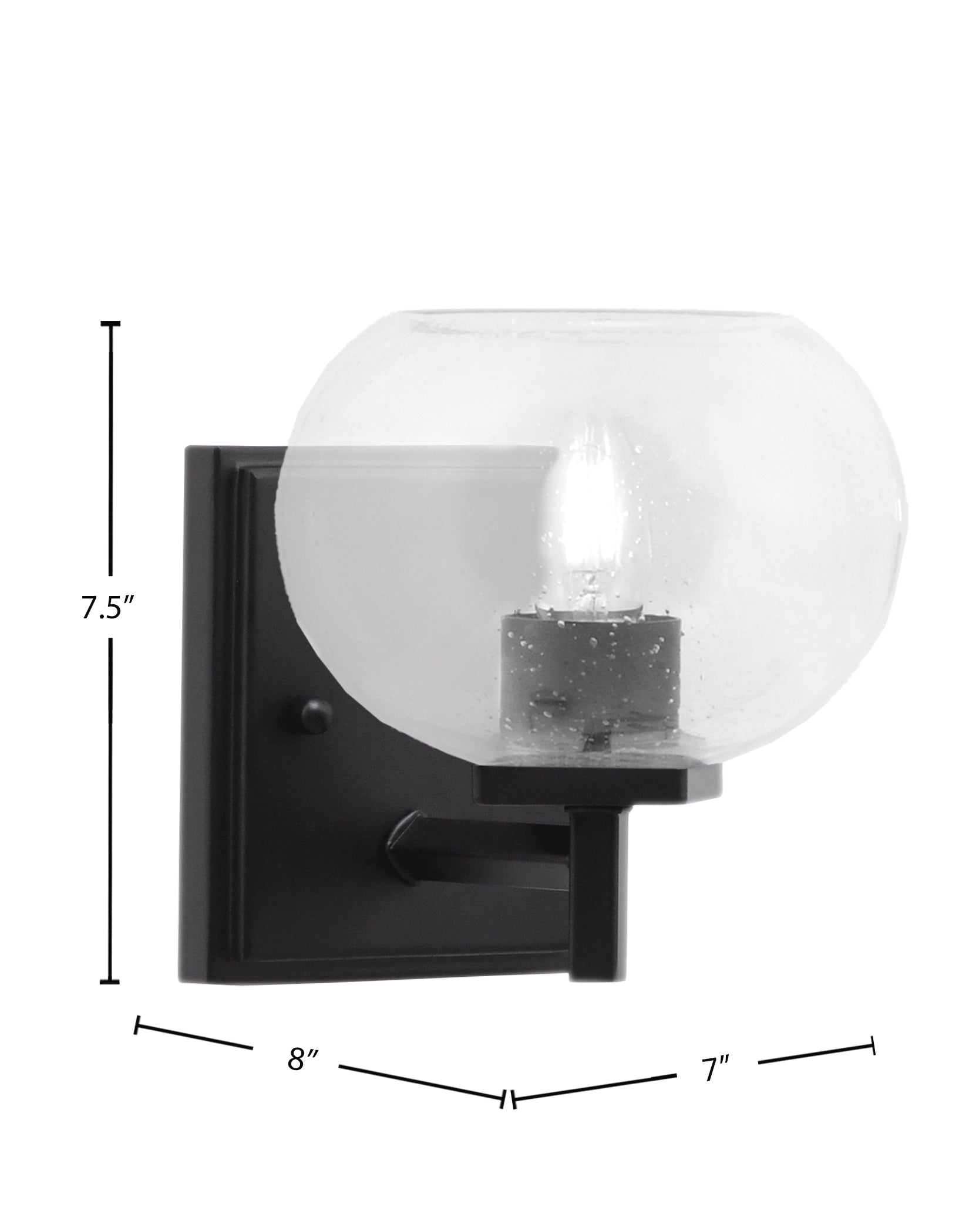 Franklin One Light Wall Sconce in Matte Black with Clear Bubble Shade
