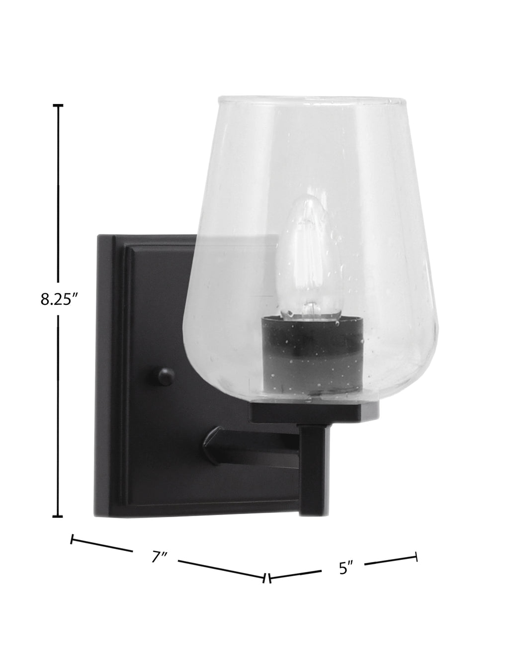 Franklin One Light Wall Sconce in Matte Black with Clear Bubble Shade