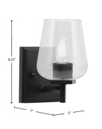 Franklin One Light Wall Sconce in Matte Black with Clear Bubble Shade