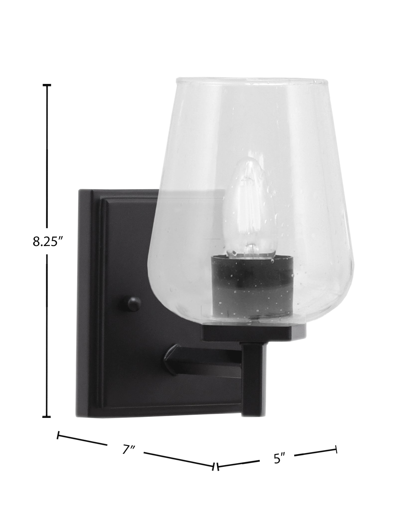 Franklin One Light Wall Sconce in Matte Black with Clear Bubble Shade