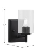 Franklin One Light Wall Sconce in Matte Black with Clear Bubble Shade