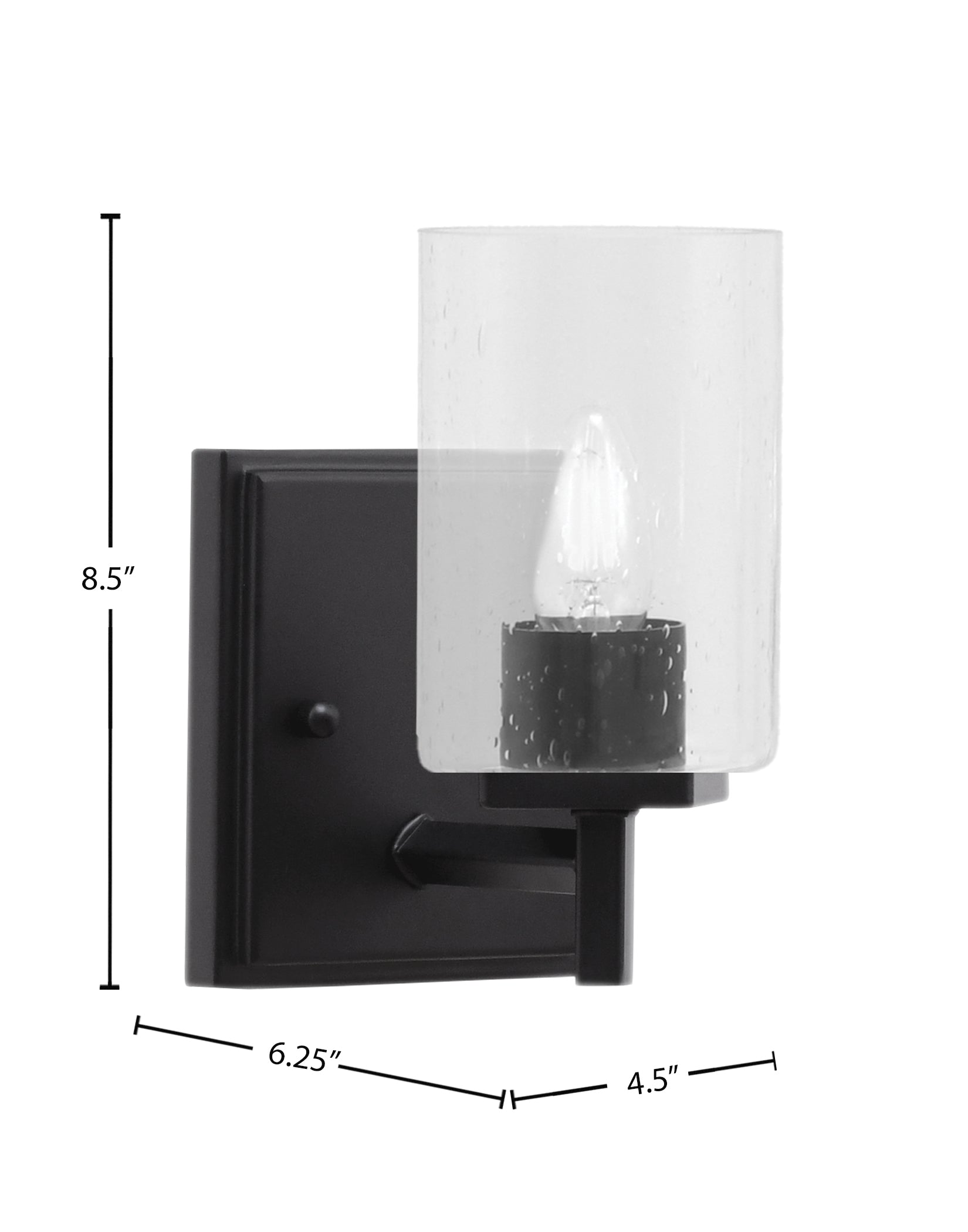 Franklin One Light Wall Sconce in Matte Black with Clear Bubble Shade