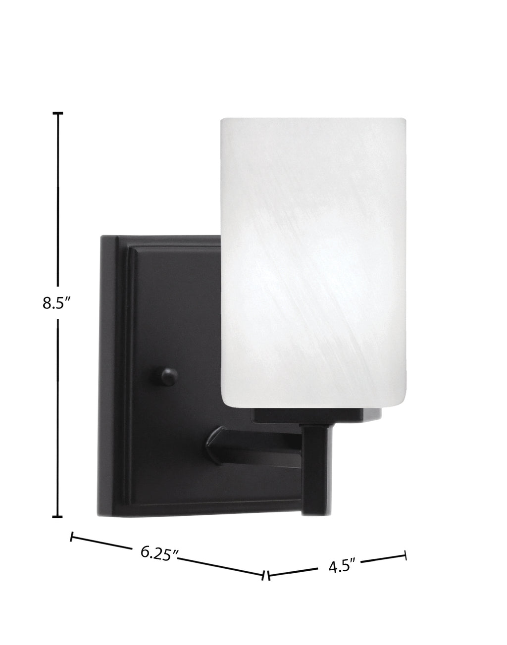 Franklin One Light Wall Sconce in Matte Black with White Marble Shade