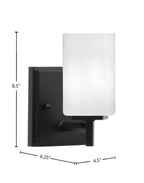 Franklin One Light Wall Sconce in Matte Black with White Marble Shade