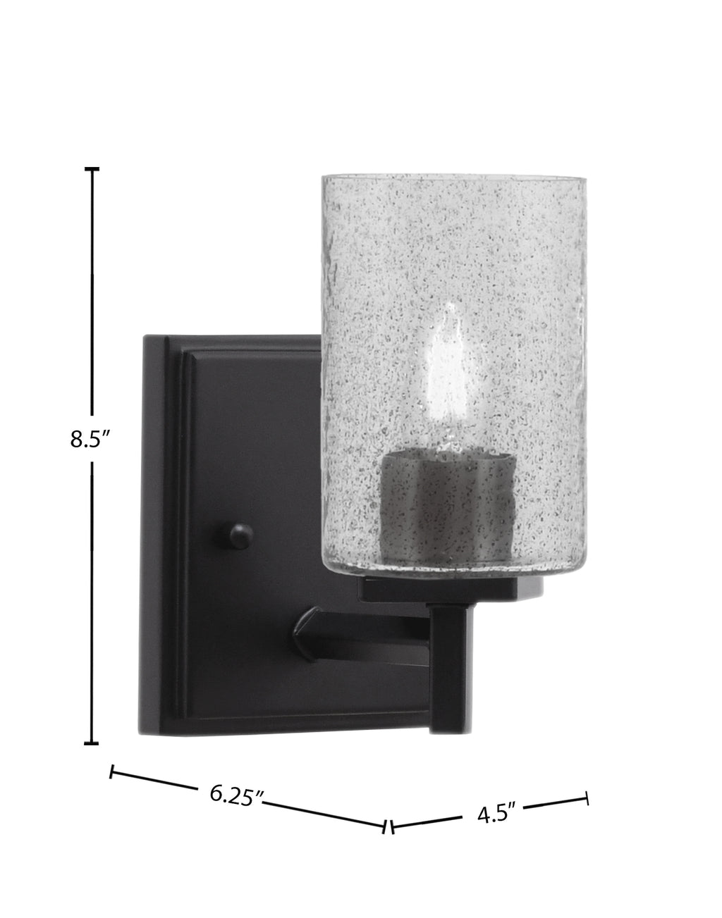 Franklin One Light Wall Sconce in Matte Black with Smoke Bubble Shade