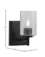 Franklin One Light Wall Sconce in Matte Black with Smoke Bubble Shade