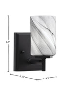 Franklin One Light Wall Sconce in Matte Black with Onyx Swirl Shade