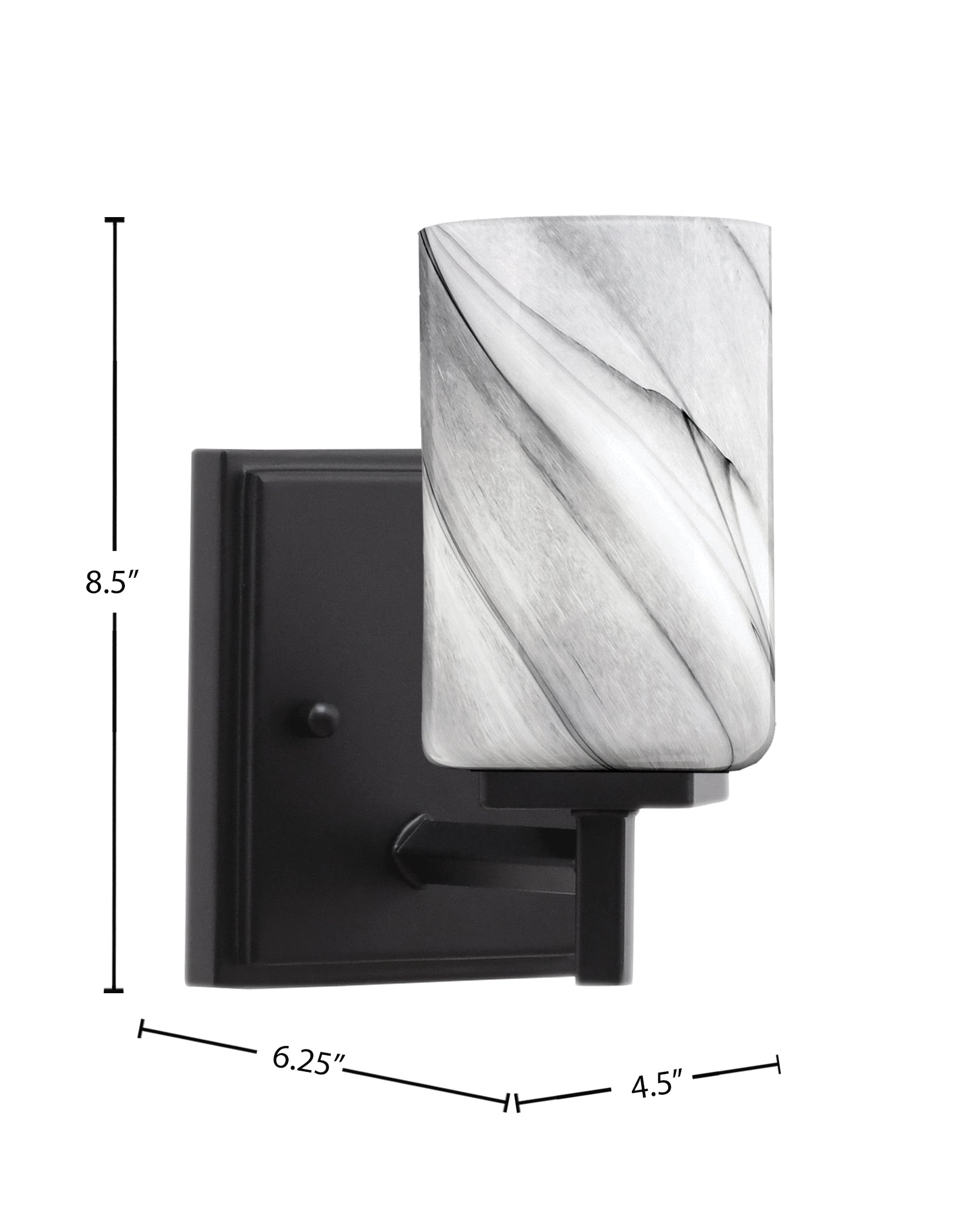 Franklin One Light Wall Sconce in Matte Black with Onyx Swirl Shade