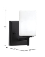 Franklin One Light Wall Sconce in Matte Black with White Muslin Shade