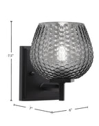 Franklin One Light Wall Sconce in Matte Black with Smoke Textured Shade