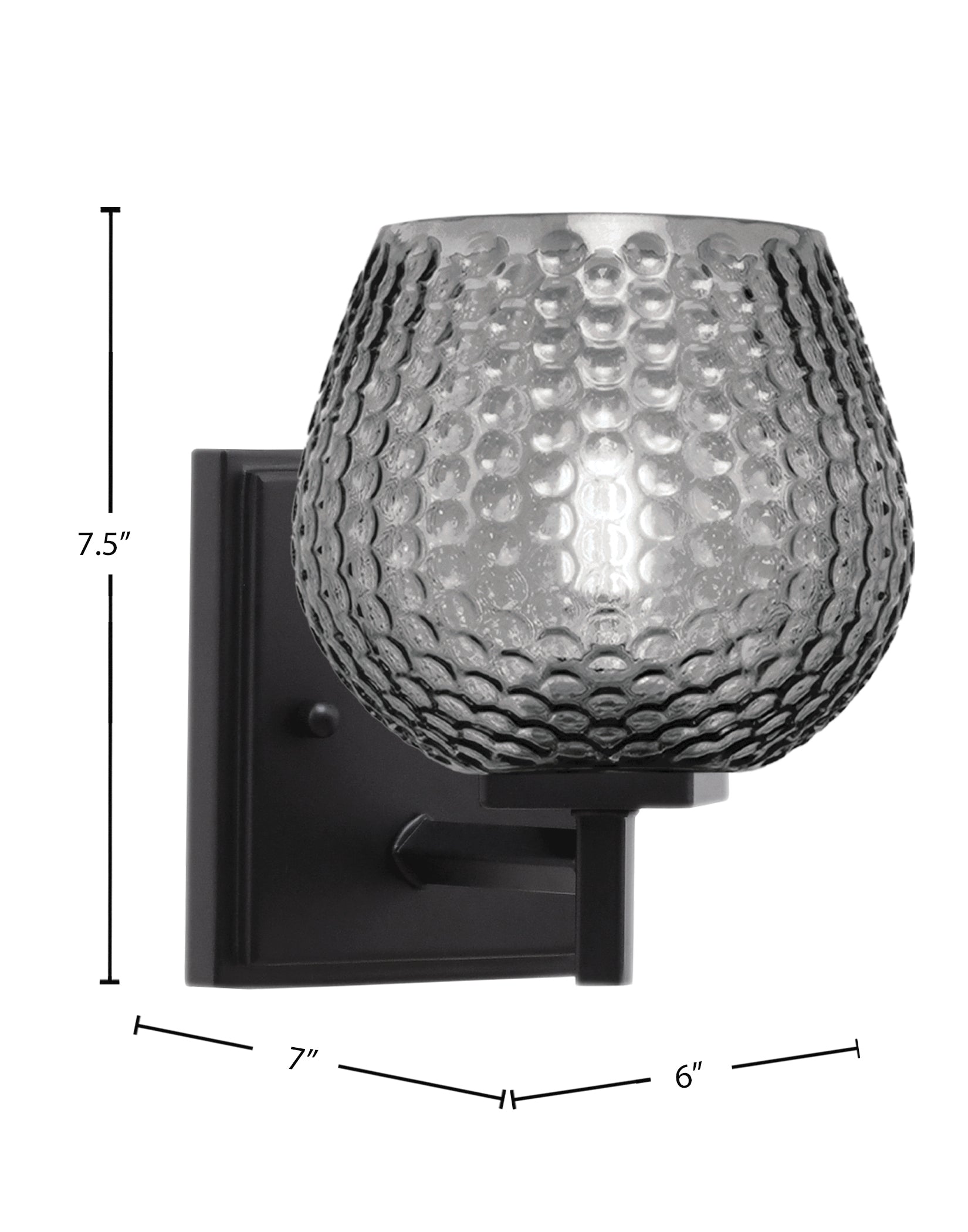 Franklin One Light Wall Sconce in Matte Black with Smoke Textured Shade