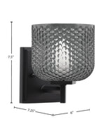 Franklin One Light Wall Sconce in Matte Black with Smoke Textured Shade
