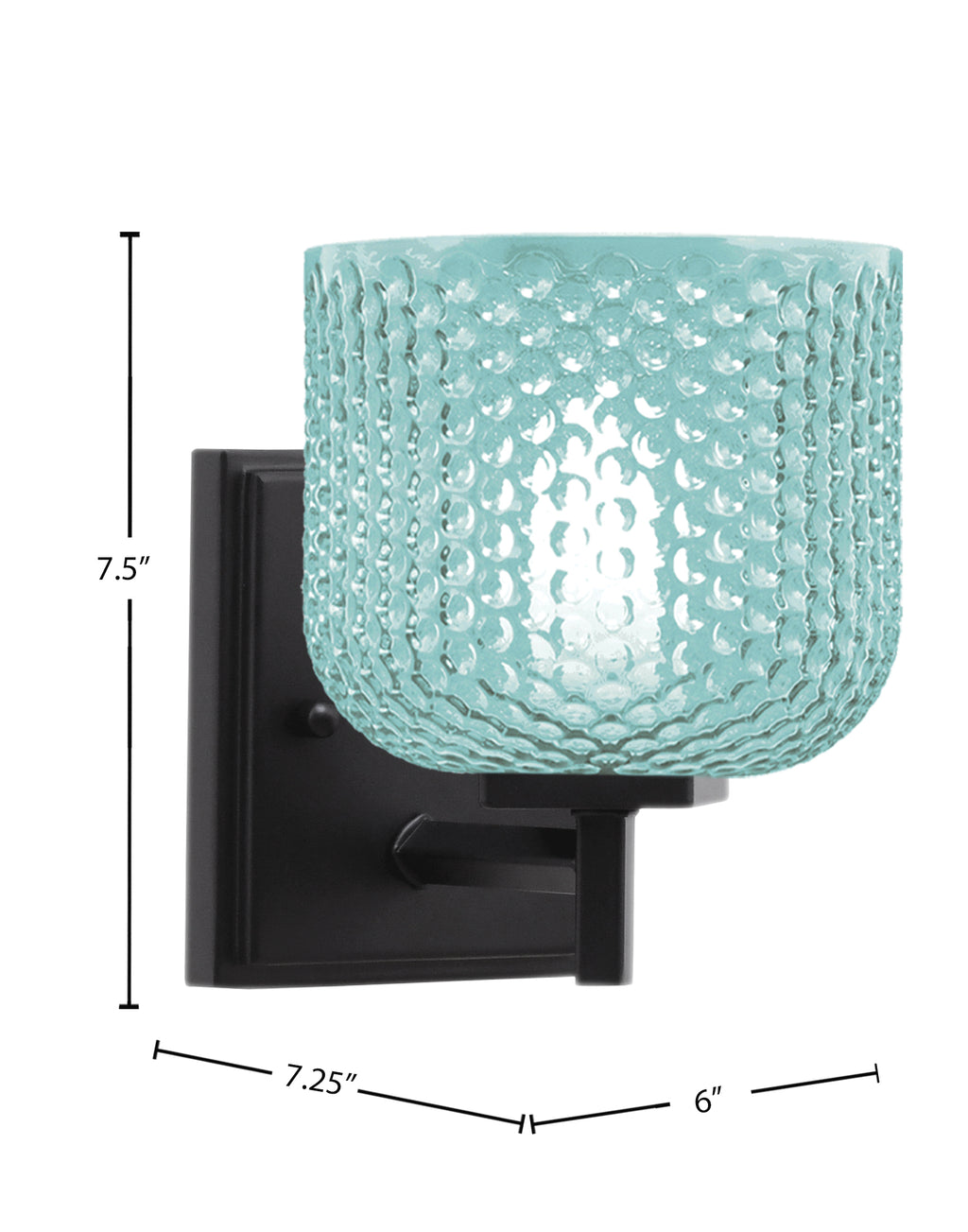 Franklin One Light Wall Sconce in Matte Black with Turquoise Textured Shade