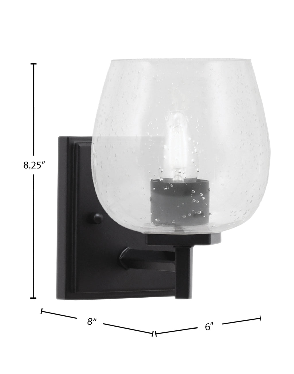 Franklin One Light Wall Sconce in Matte Black with Clear Bubble Shade