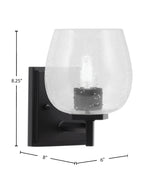Franklin One Light Wall Sconce in Matte Black with Clear Bubble Shade
