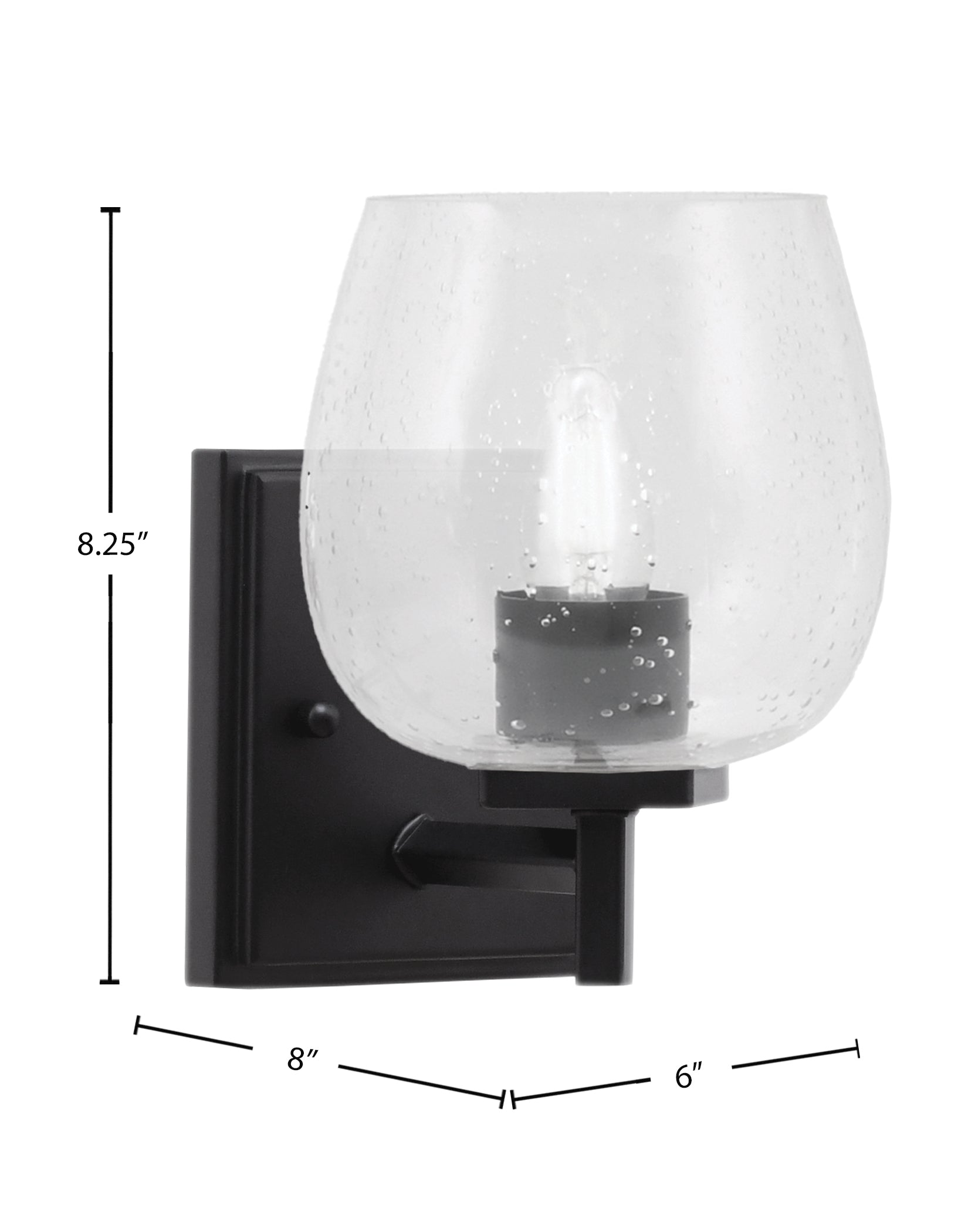 Franklin One Light Wall Sconce in Matte Black with Clear Bubble Shade