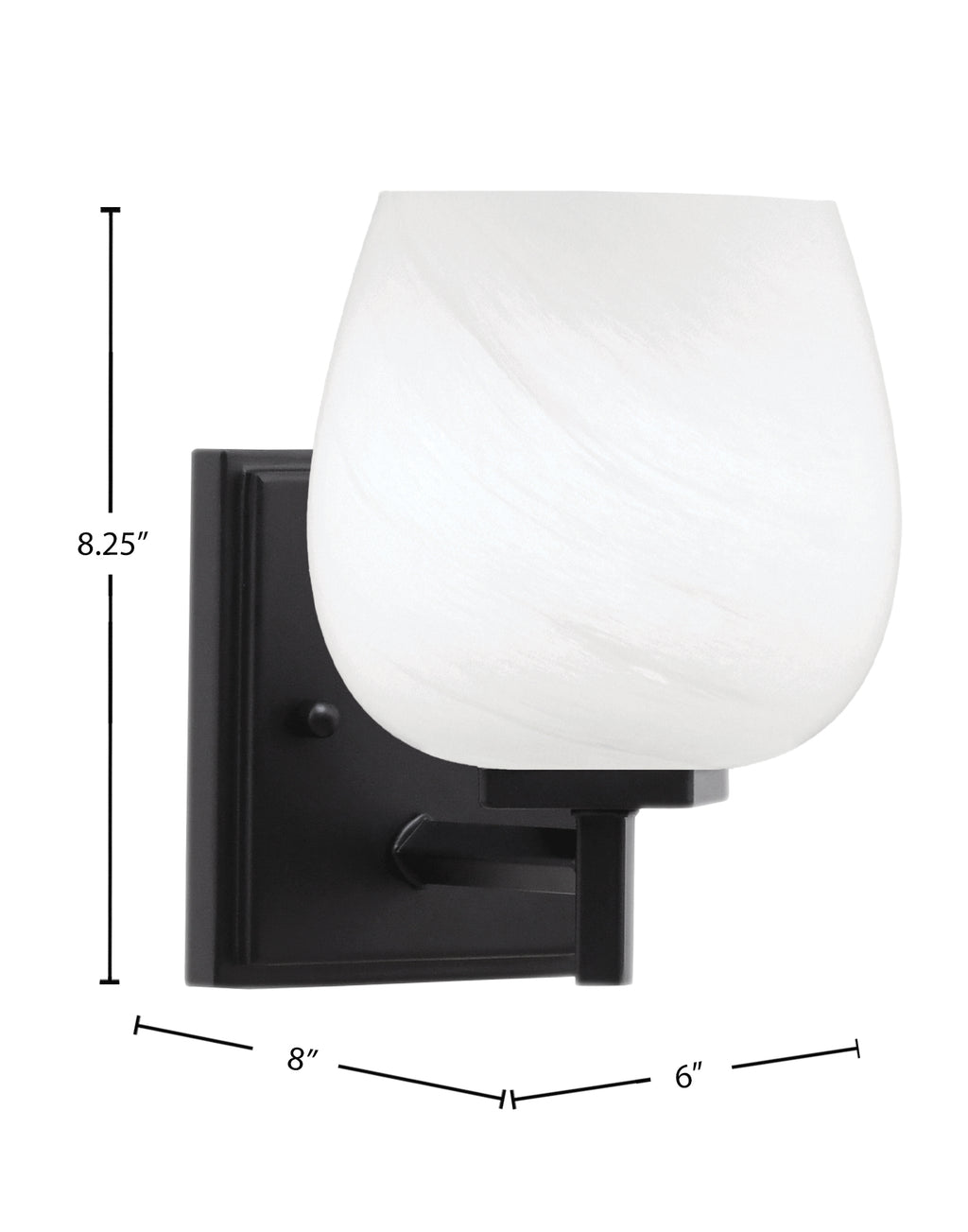 Franklin One Light Wall Sconce in Matte Black with White Marble Shade