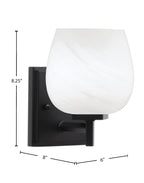 Franklin One Light Wall Sconce in Matte Black with White Marble Shade