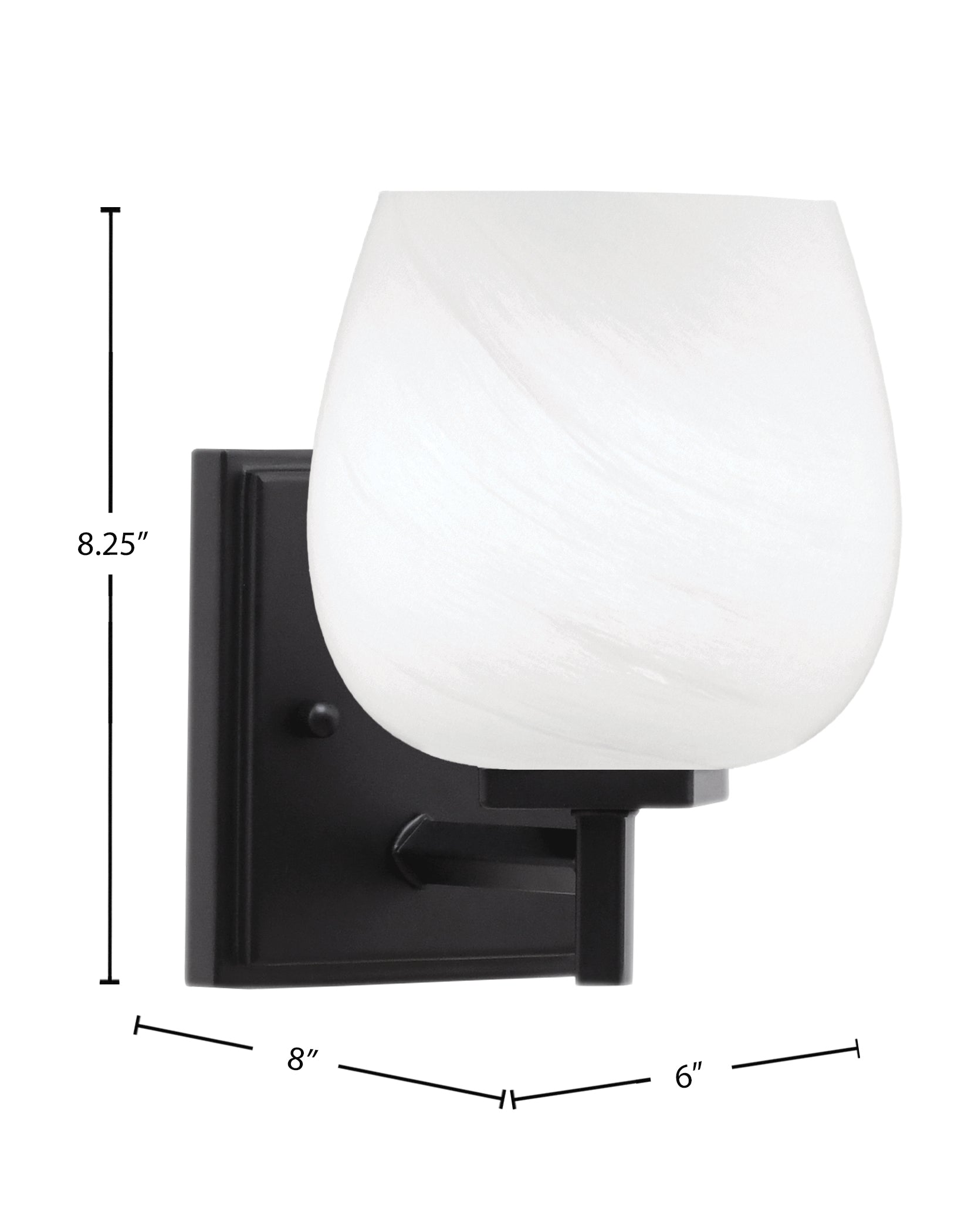 Franklin One Light Wall Sconce in Matte Black with White Marble Shade