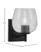 Franklin One Light Wall Sconce in Matte Black with Smoke Bubble Shade