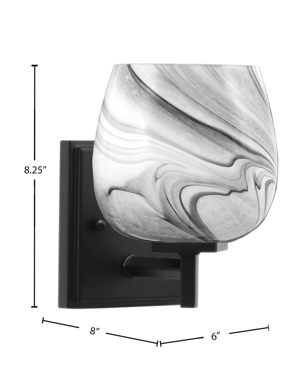 Franklin One Light Wall Sconce in Matte Black with Onyx Swirl Shade