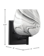 Franklin One Light Wall Sconce in Matte Black with Onyx Swirl Shade