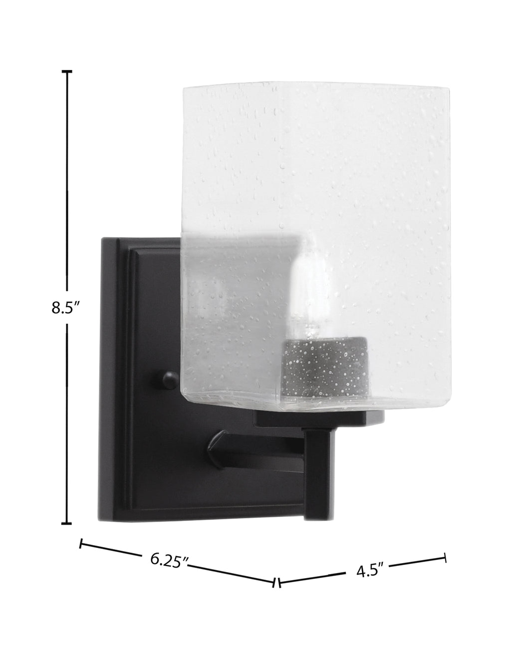 Franklin One Light Wall Sconce in Matte Black with Square Clear Bubble Shade