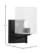 Franklin One Light Wall Sconce in Matte Black with Square Clear Bubble Shade