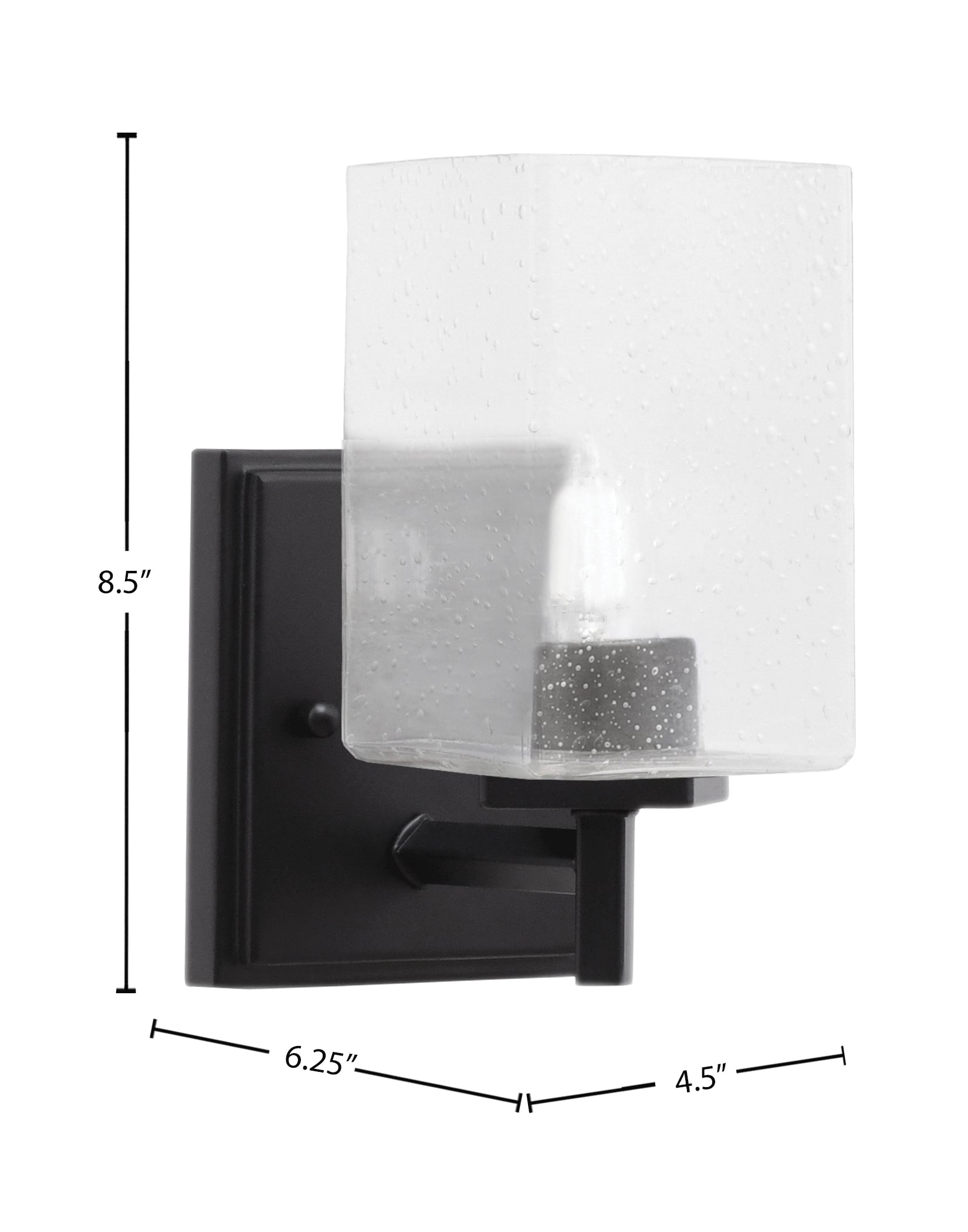 Franklin One Light Wall Sconce in Matte Black with Square Clear Bubble Shade