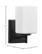 Franklin One Light Wall Sconce in Matte Black with Square White Muslin Shade