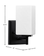 Franklin One Light Wall Sconce in Matte Black with Square White Marble Shade