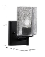 Franklin One Light Wall Sconce in Matte Black with Square Smoke Bubble Shade