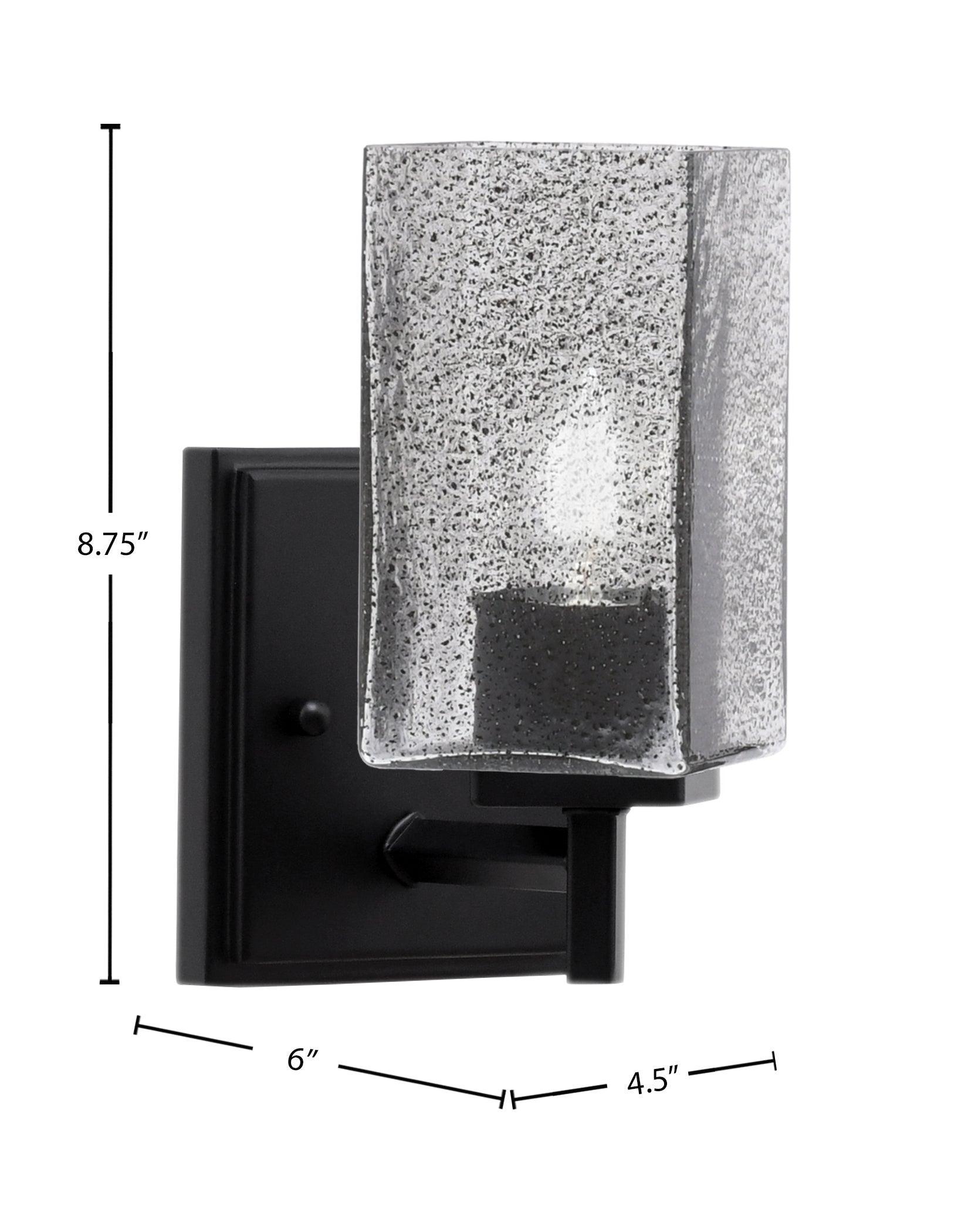 Franklin One Light Wall Sconce in Matte Black with Square Smoke Bubble Shade