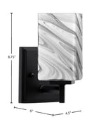 Franklin One Light Wall Sconce in Matte Black with Square Onyx Swirl Shade