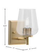 Franklin One Light Wall Sconce in New Age Brass with Clear Bubble Shade