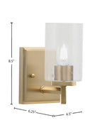 Franklin One Light Wall Sconce in New Age Brass with Clear Bubble Shade