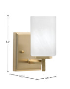 Franklin One Light Wall Sconce in New Age Brass with White Marble Shade