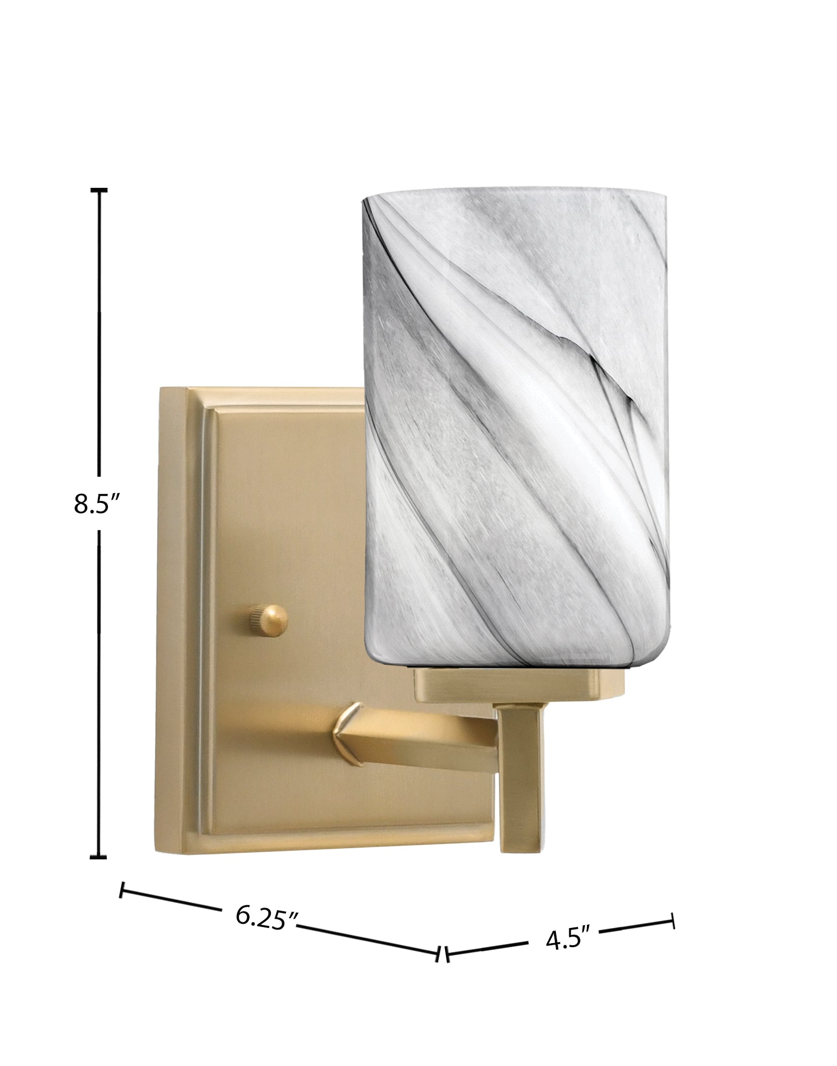 Franklin One Light Wall Sconce in New Age Brass with Onyx Swirl Shade