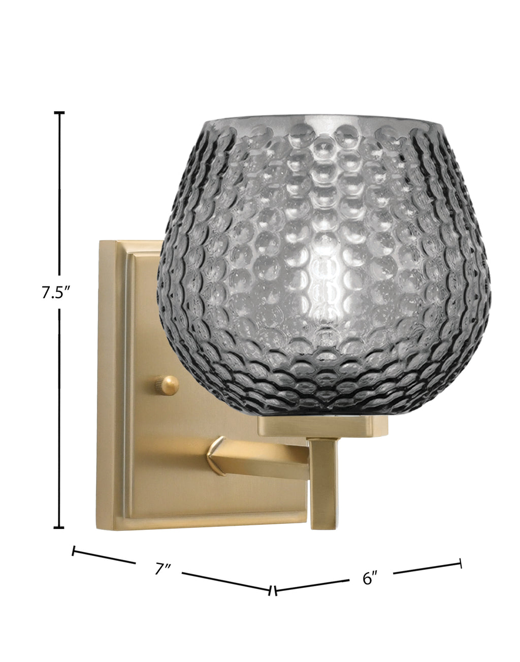 Franklin One Light Wall Sconce in New Age Brass with Smoke Textured Shade